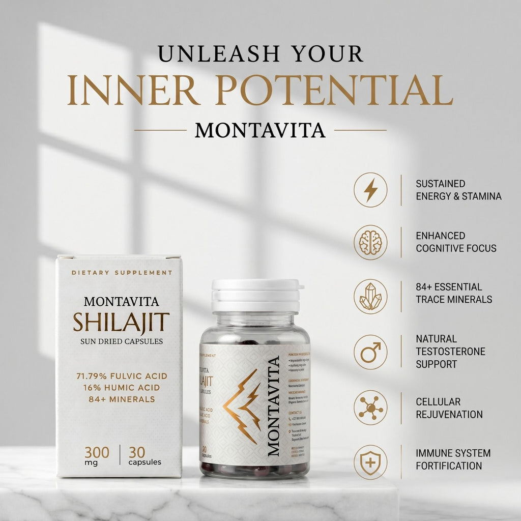 Montavita Shilajit Capsules — 71.79% Fulvic Acid | EU Lab-Tested