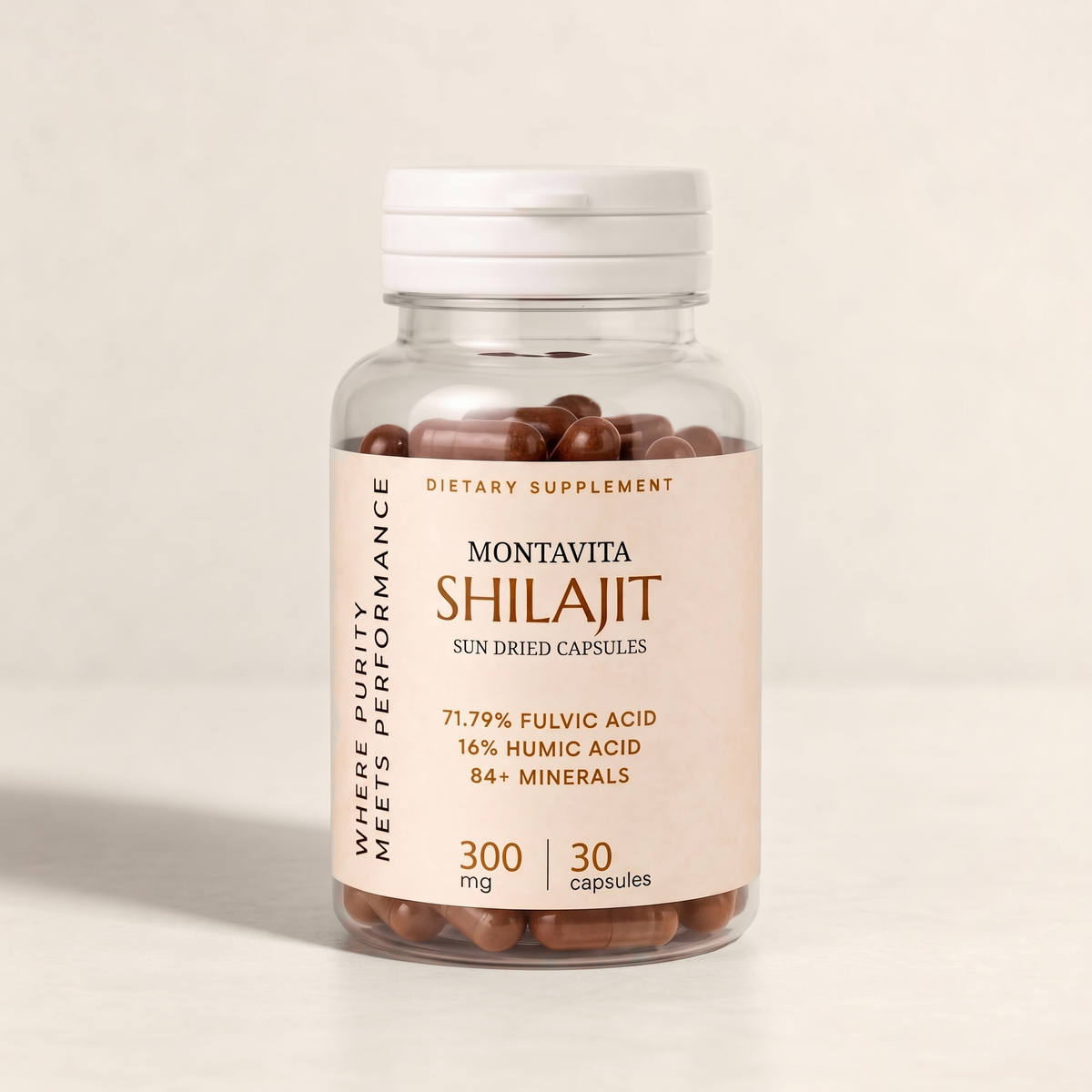 Montavita Shilajit Capsules bottle, closed